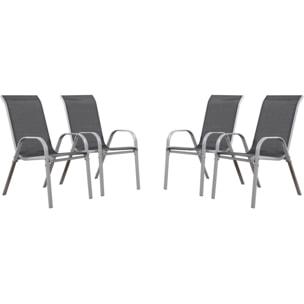 Fauteuil jardin Textilène "Cordoba" - Phoenix - Gris foncé/Argenté - Lot de 4