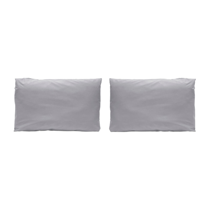 2 Fundas de almohada 100% algodón percal PURE gris. Varios tamaños disponibles