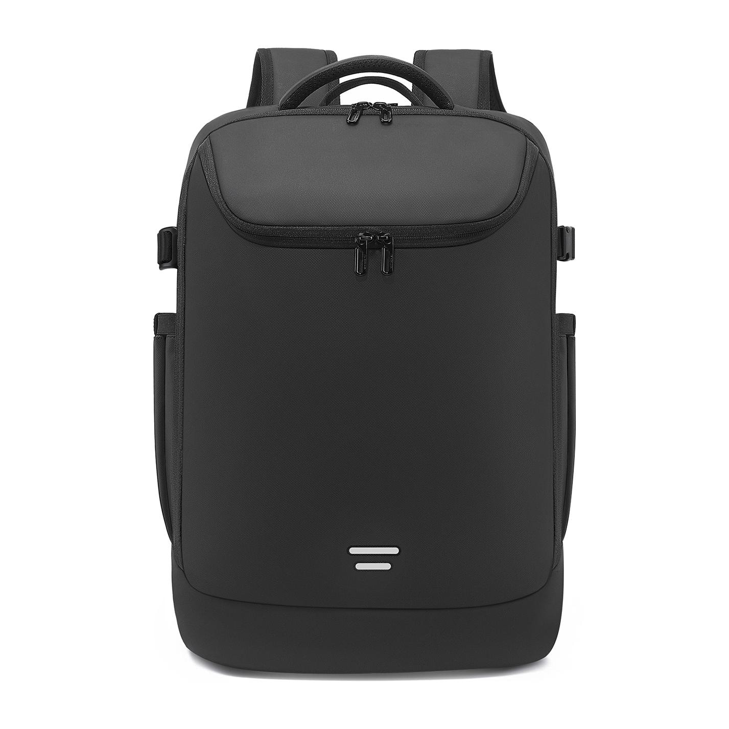 DAM Mochila de 3 compartimentos con capa impermeable, bolsillo porta Laptop 15,6''. Adaptable a Trolley. 34x18x51 Cm. Color: Negro