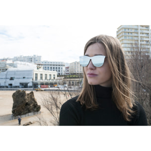 Gafas de sol OCEAN GENOVA - Revo plano espacial plateado con patillas metálicas doradas