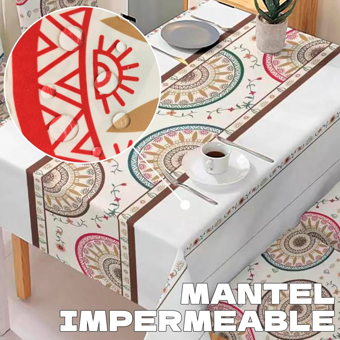 DAM Mantel impermeable de 140x180cm y 4 fundas de silla. 180x140x1 Cm. Color: Multicolor