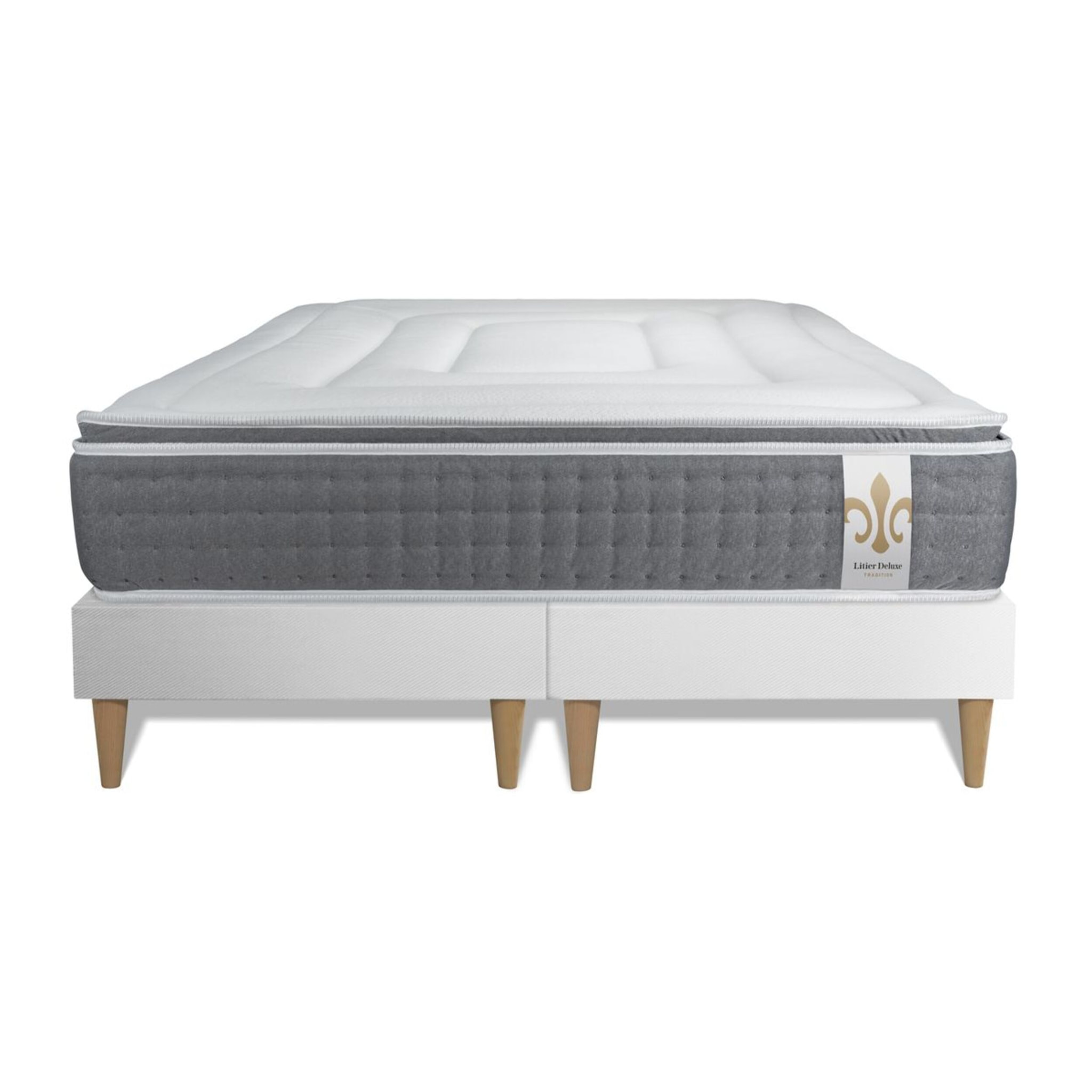 Ensemble Matelas Vingt-Six PLUS - 26cm - Ressorts ensachés et mémoire de forme - Effet nuage - Sommier Tapissier Blanc