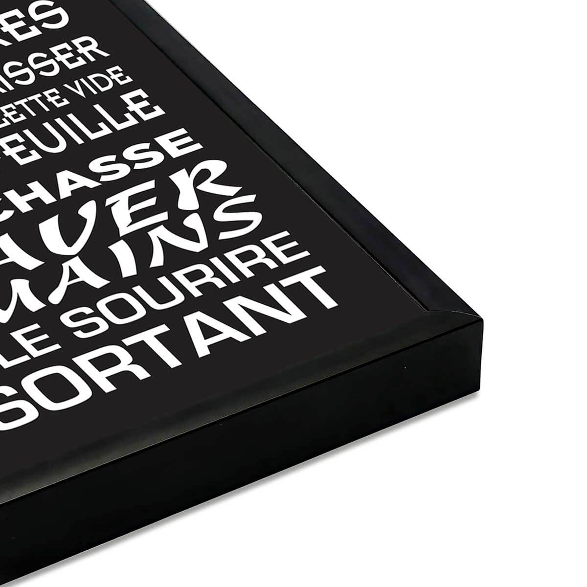 Affiche encadrée règles des toilettes typographie moderne fond sombre Affiche + cadre en métal - Noir