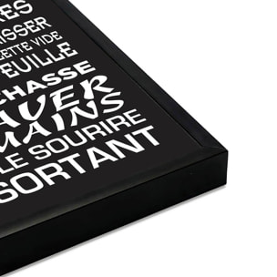 Affiche encadrée règles des toilettes typographie moderne fond sombre Affiche + cadre en métal - Noir