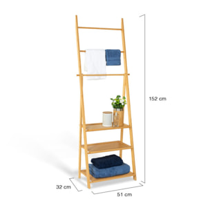 Porte-serviettes Maya 3 niveaux avec étagères en bambou