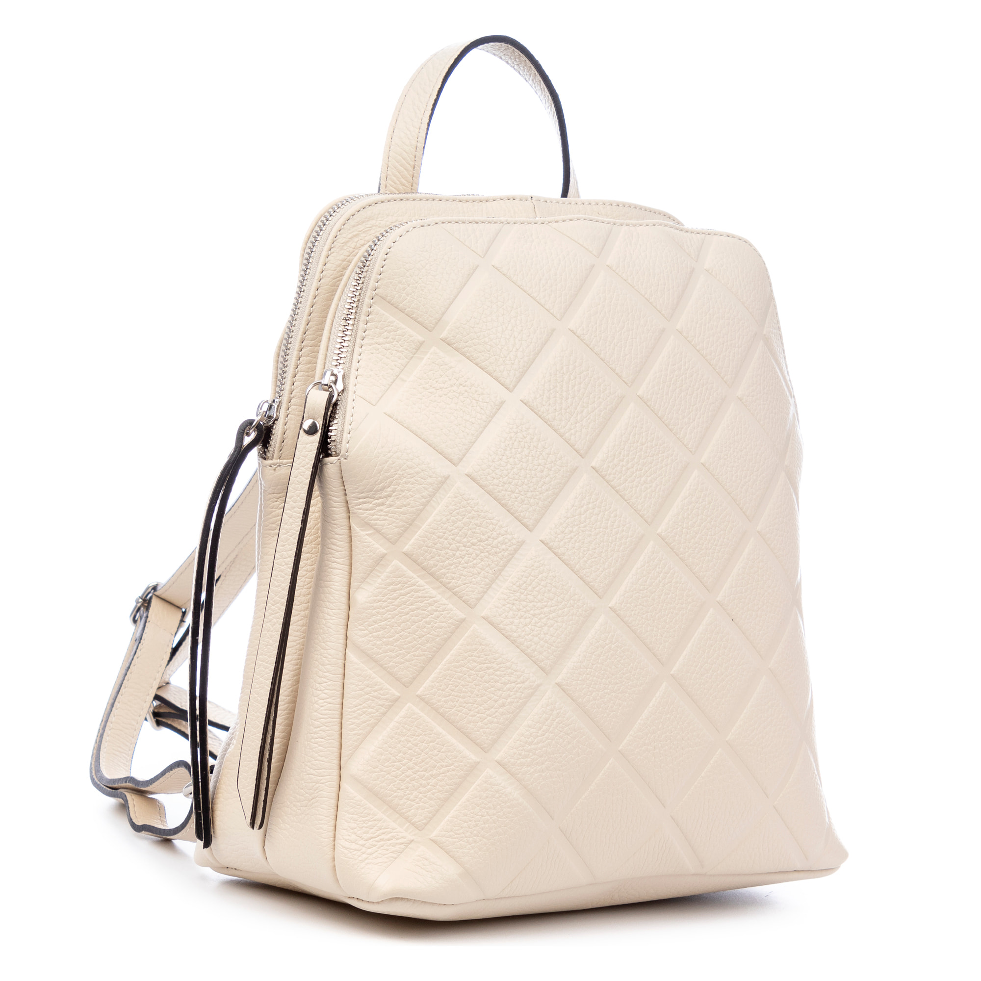 Arquà bolso mochila mujer. Piel auténtica Dollaro grabado geométrico grande.