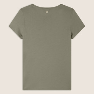 T-shirt regular fit con grafica e borchie dorate