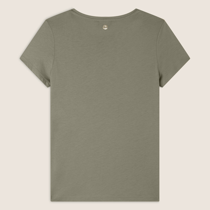 T-shirt regular fit con grafica e borchie dorate