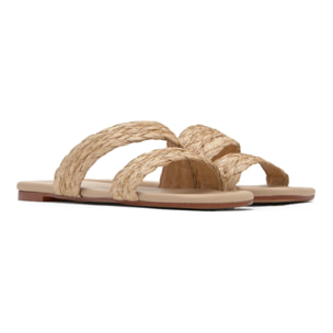 Sandalia plana slip-on Paz en rafia trenzada