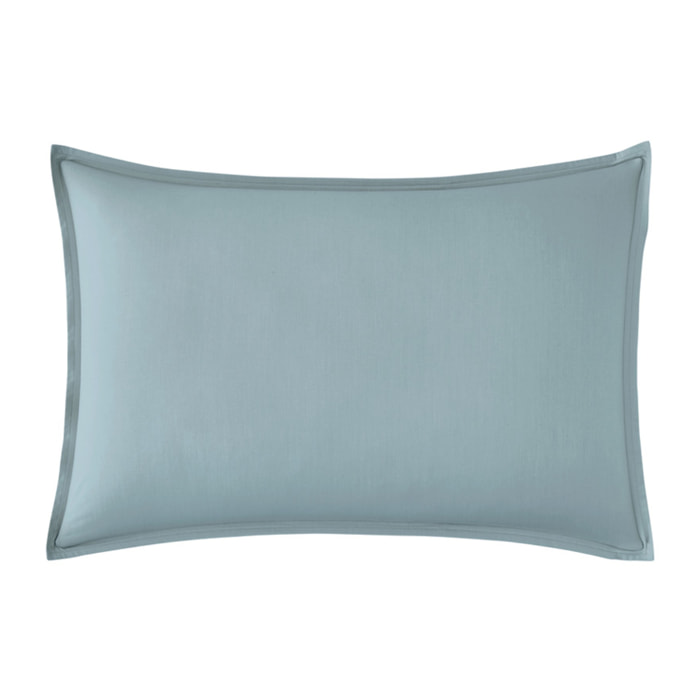 Taie d'oreiller unie en percale de coton, PREMIÈRE, Bleu Glacier