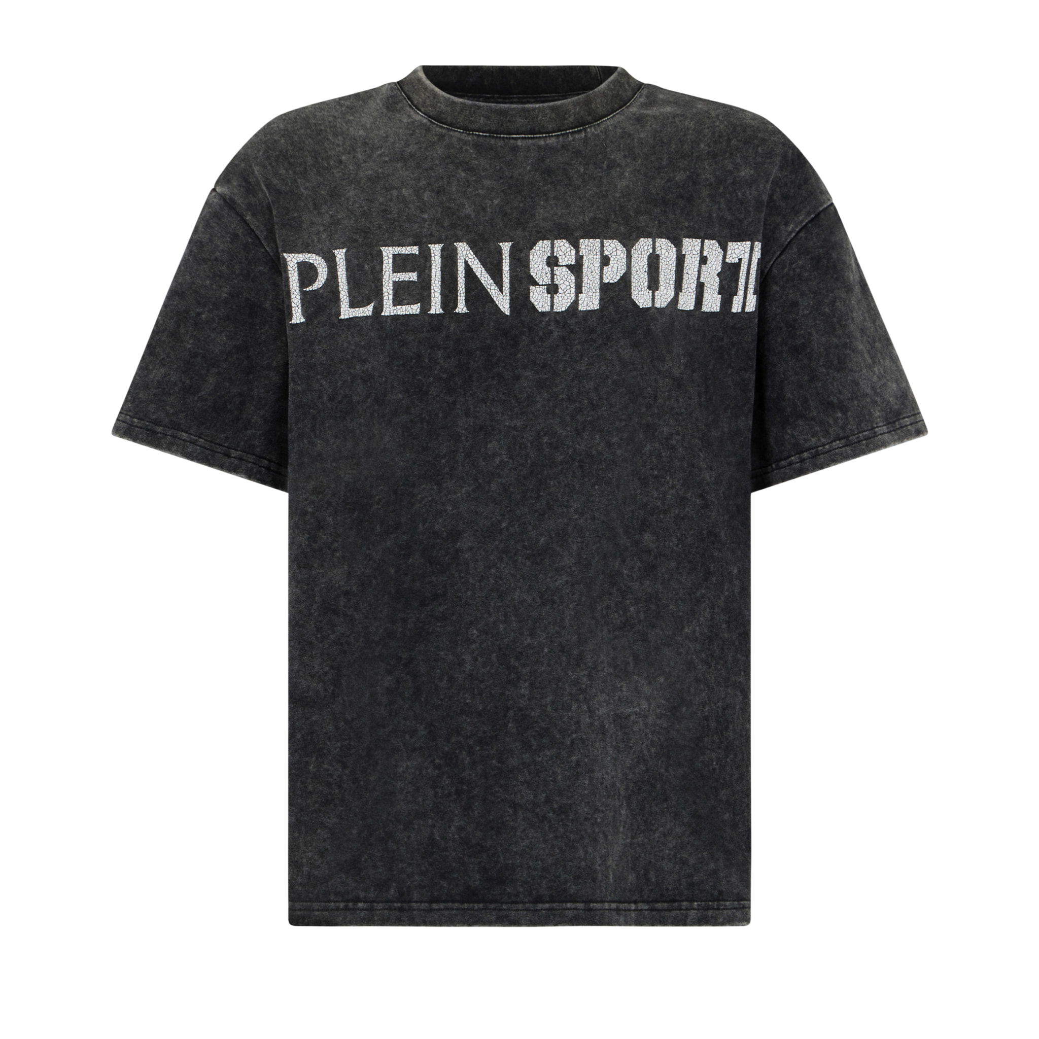 PLEIN SPORT Washed Round Neck T-Shirt Crackle Scratch