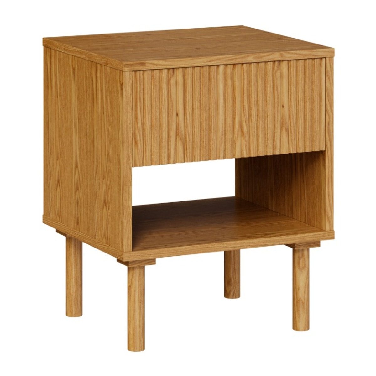 Table de chevet en bois d'hévéa massif 1 tiroir  - Inès