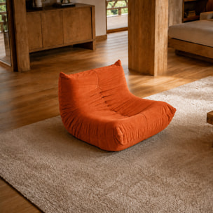 Fauteuil compressé en velours terracotta ALBA