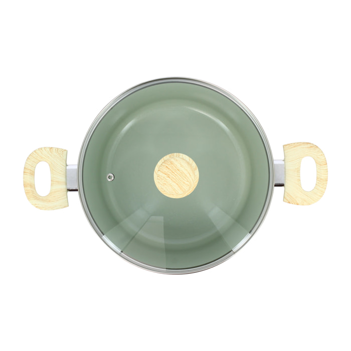 FAITOUT CELADON 24CM EN ALUMINIUM INDUCTION AVEC COUVERCLE EN VERRE