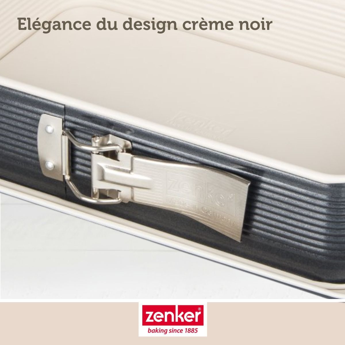 Ensemble de 2 Moules à charnière rectangulaire 28 x 18 cm crème noir Zenker Smart Pastry