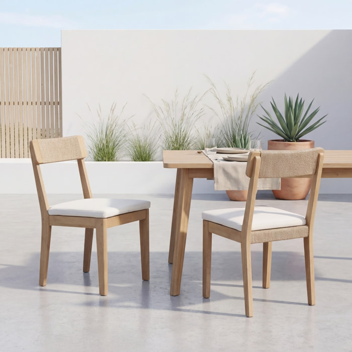 Chaise de jardin acacia et cordage (lot de 2) ANAKI
