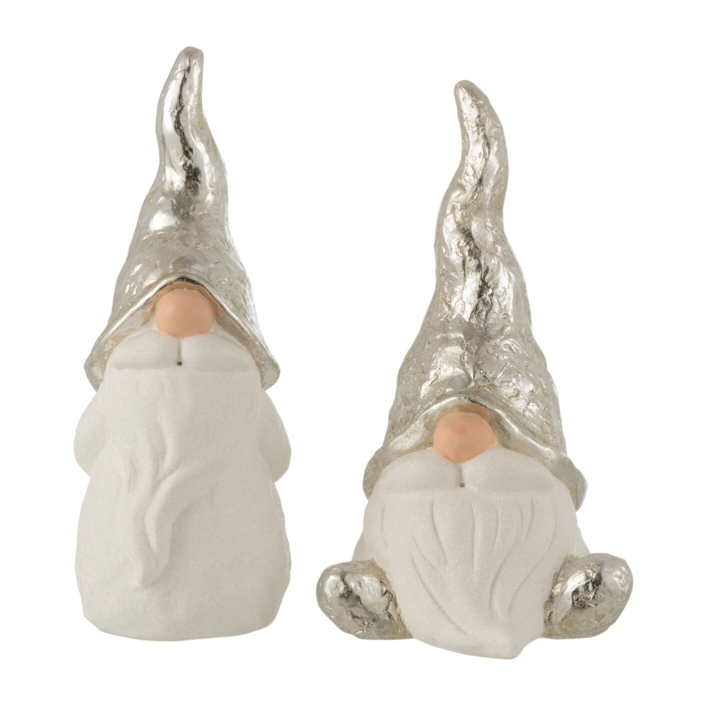 J-Line figurine Père Noël - céramique - blanc/argent - medium - 2 pcs