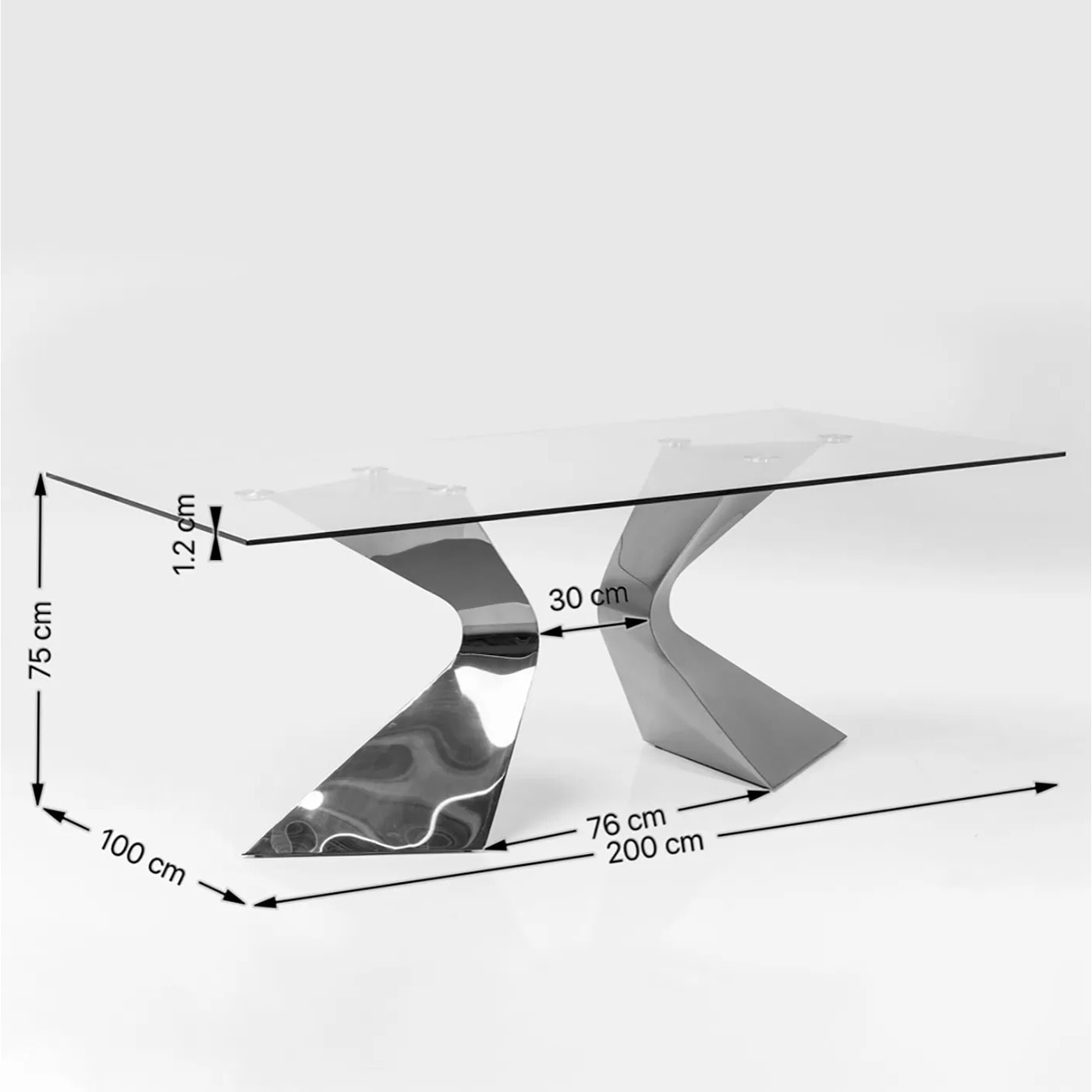 Table Gloria 200x100cm dorée Kare Design