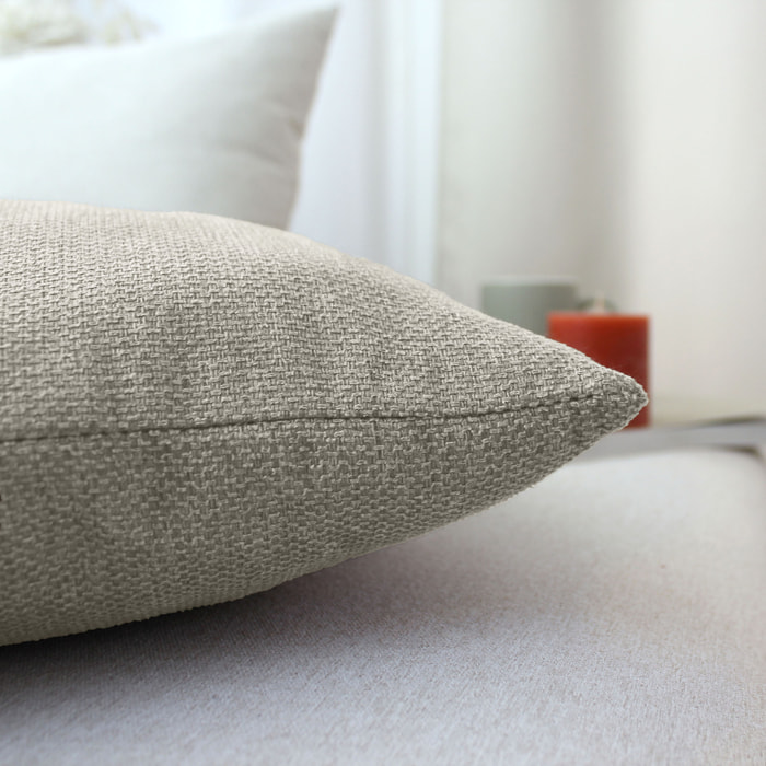 Coussin déhoussable en velours chenillé - Naturel