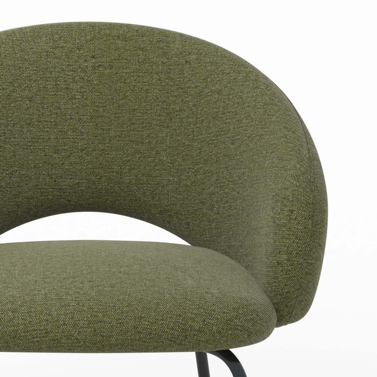 Chaise en tissu vert chiné et pieds noirs - Milly