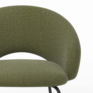 Chaise en tissu vert chiné et pieds noirs - Milly