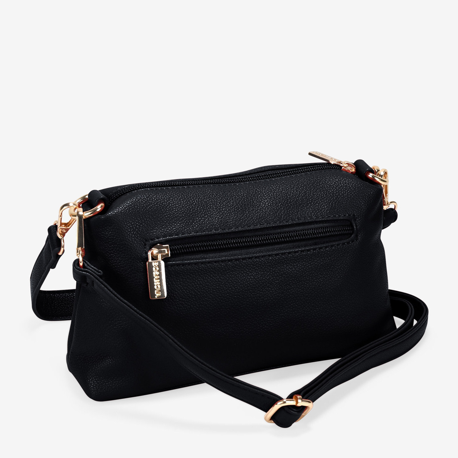 Bolso de hombro negro pequeño con cremallera