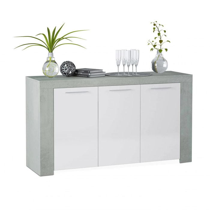 Aparador Dara Blanco Artik (Blanco Mate) - Gris Cemento