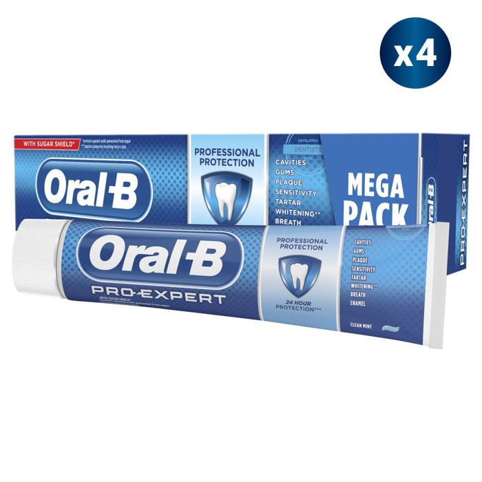 Dentifrice Oral-B Pro-Expert Protection Professionnelle, 4 X125ml, emballés dans un carton recycl