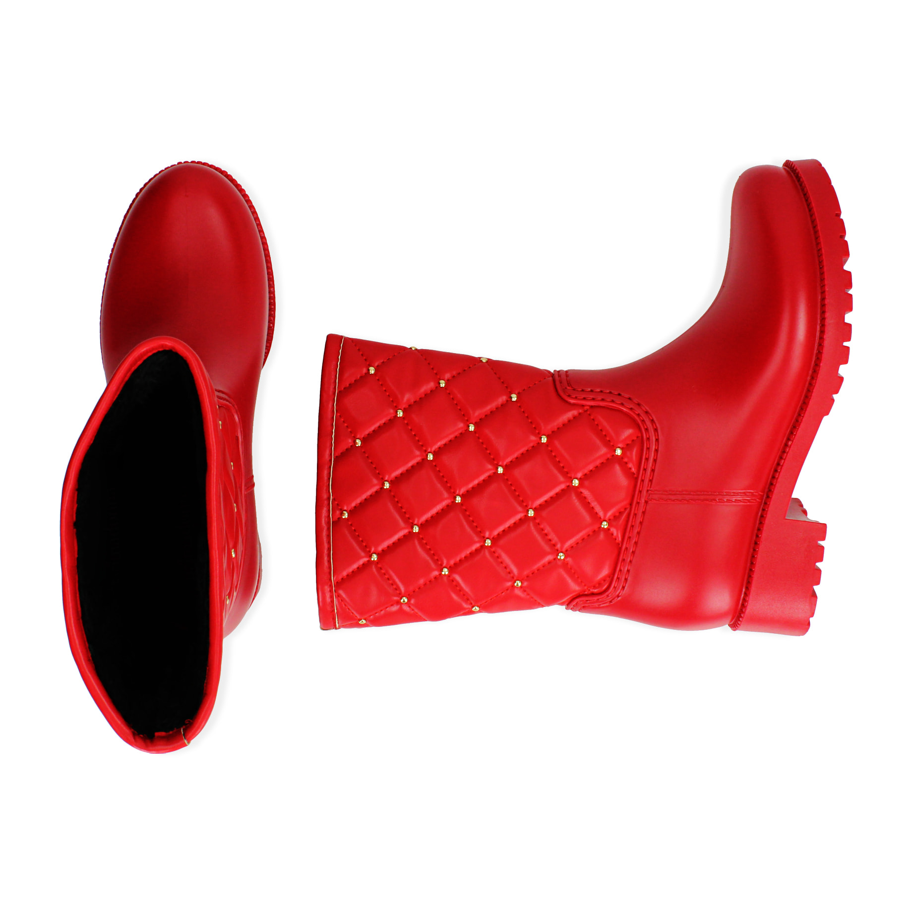 Botas acolchadas rojas en PVC