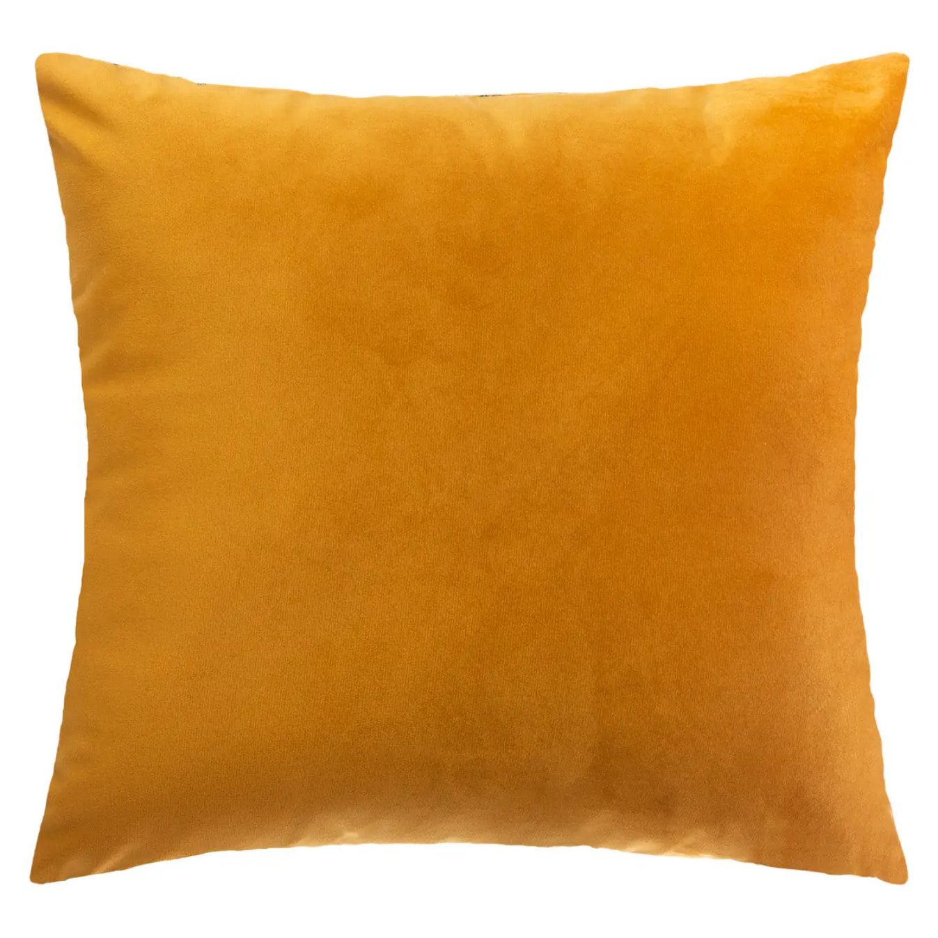 Coussin "Lurex" en velours brodé jaune moutarde 40x40 cm