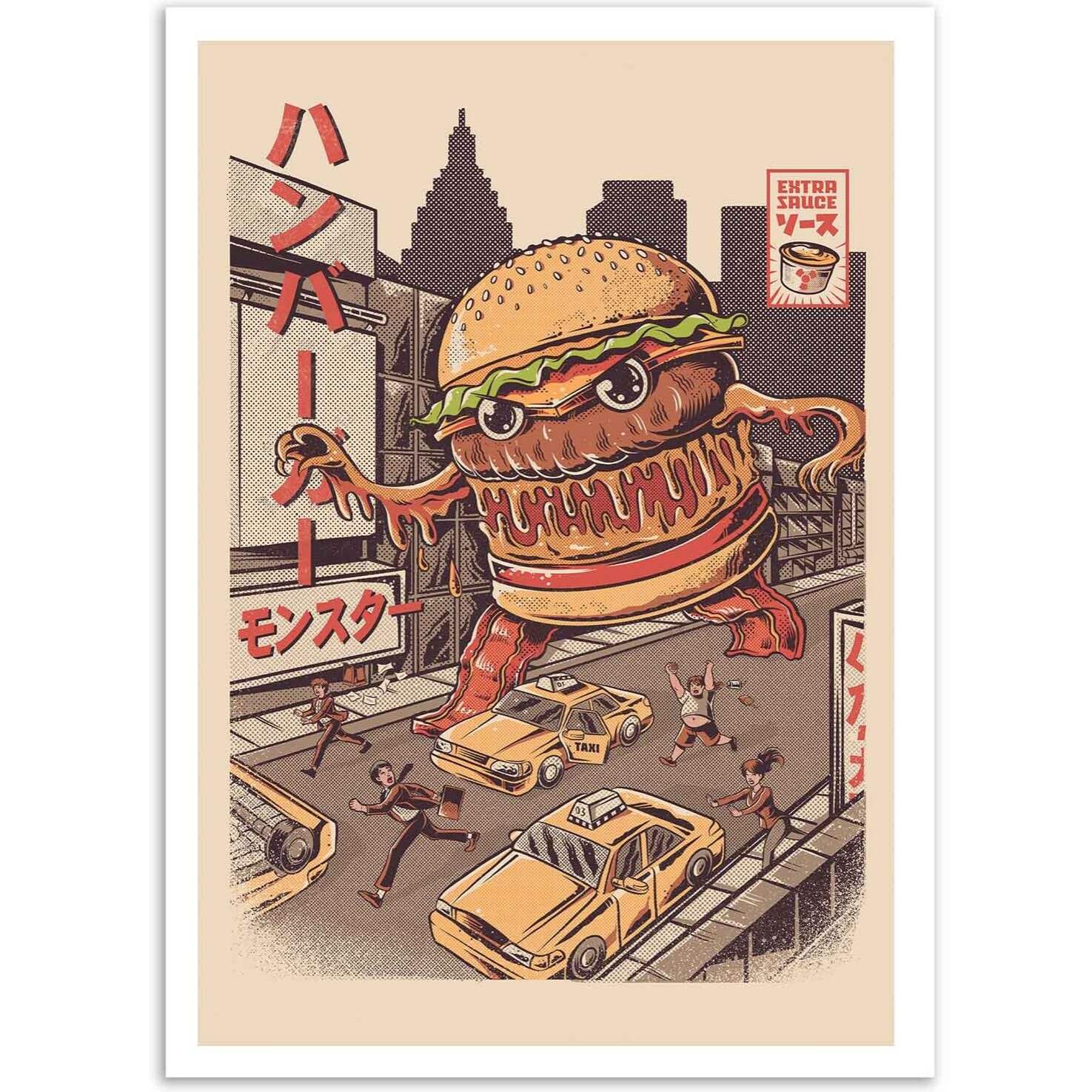 Affiche - Burgerzilla - Ilustrata