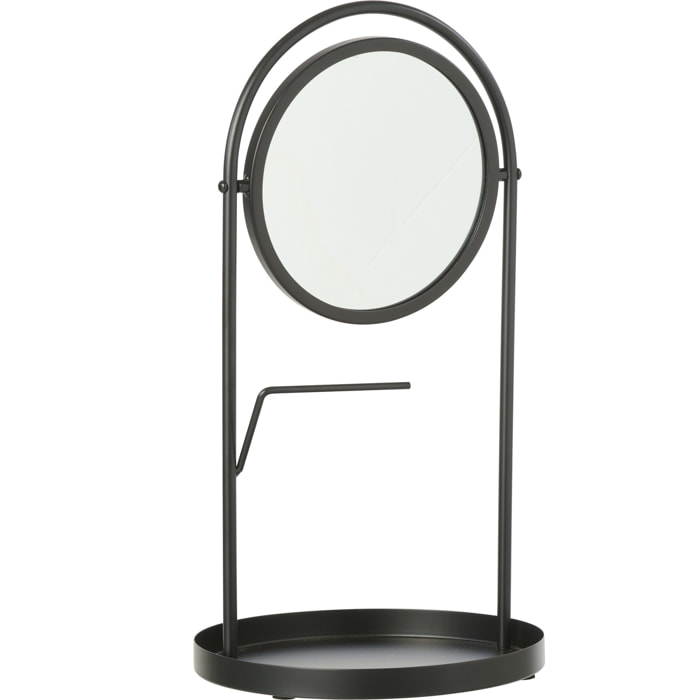 J-Line Miroir de Table + Support Bijoux - métal - noir - large