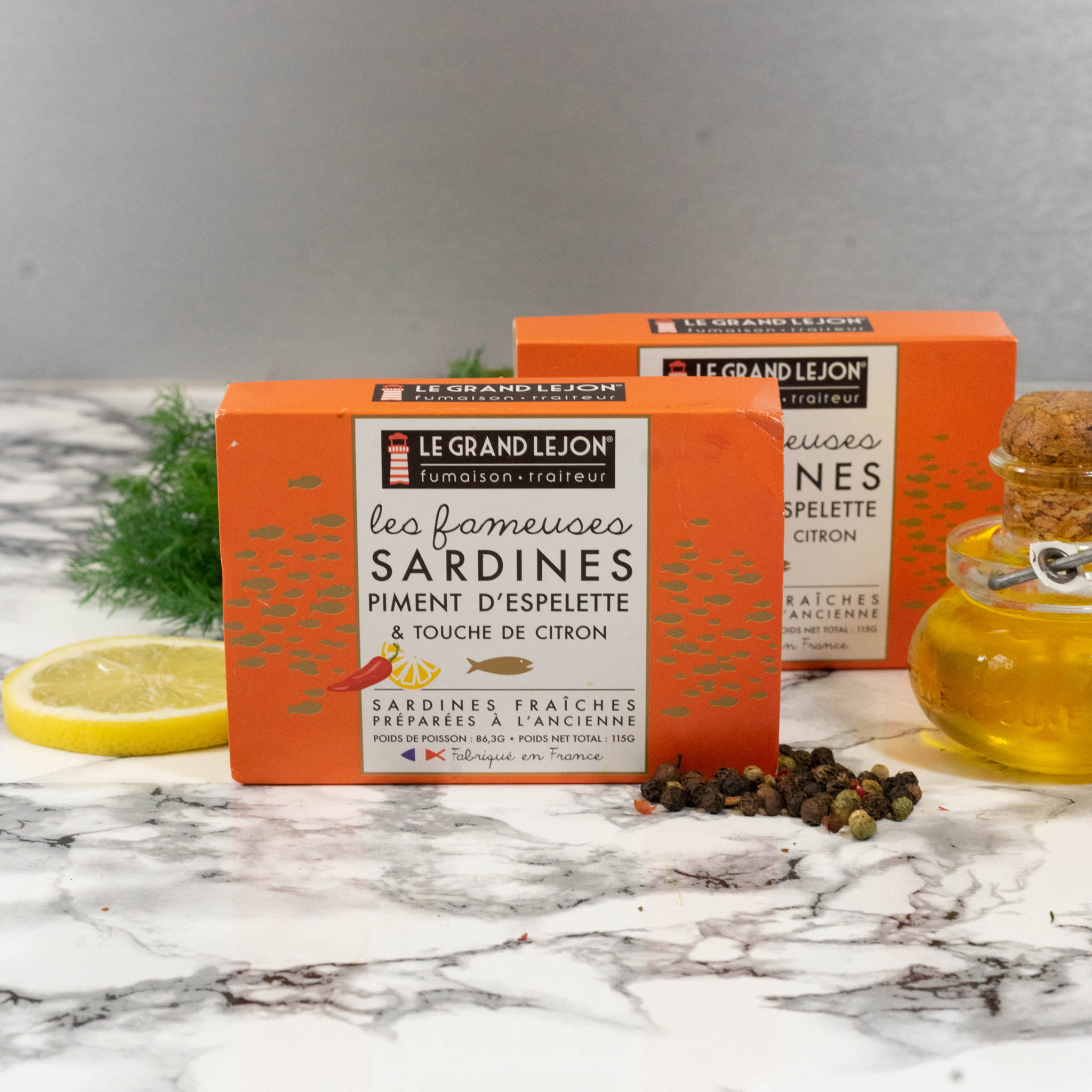 2 boites sardines au piment d'espelette & touche de citron - 2x115g - France