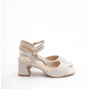 SANDALO TACCO FASCIA E CINTURINO CHOCOLA' PANNA