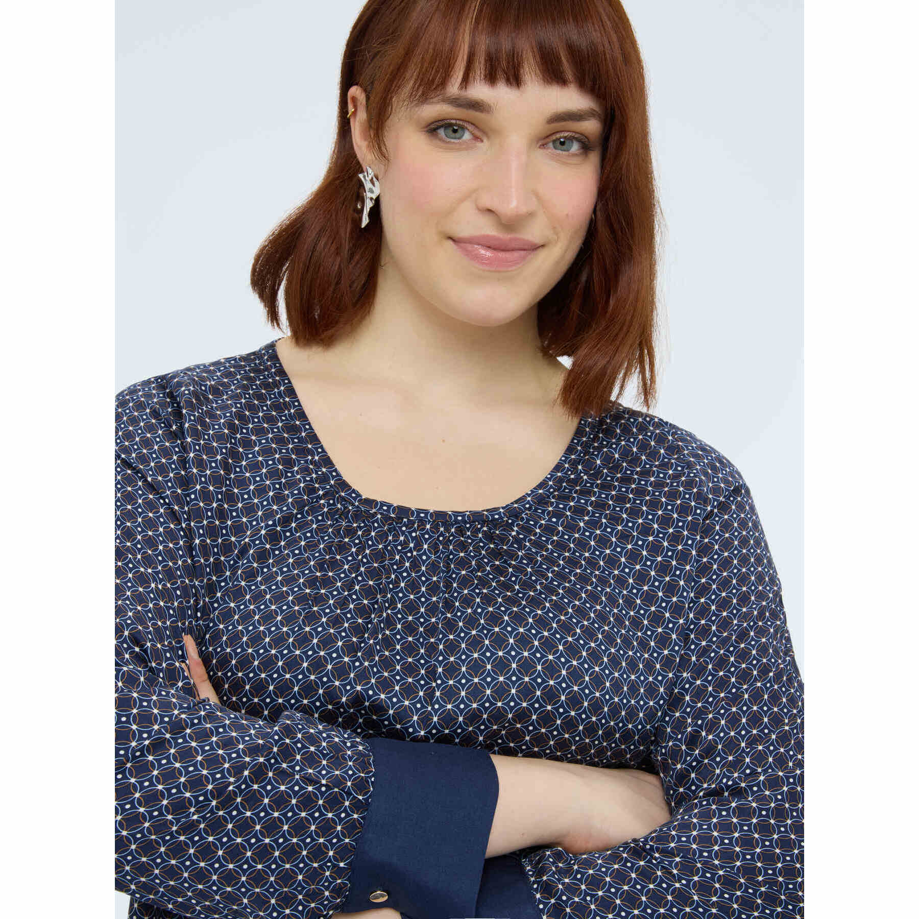 Fiorella Rubino - Blusa in raso con stampa geometrica - Blu