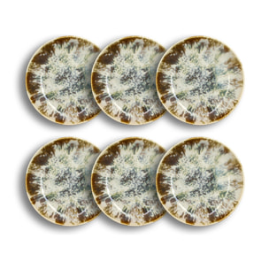 Lot de 6 grandes assiettes creuses en porcelaine beige 26cm MAKA