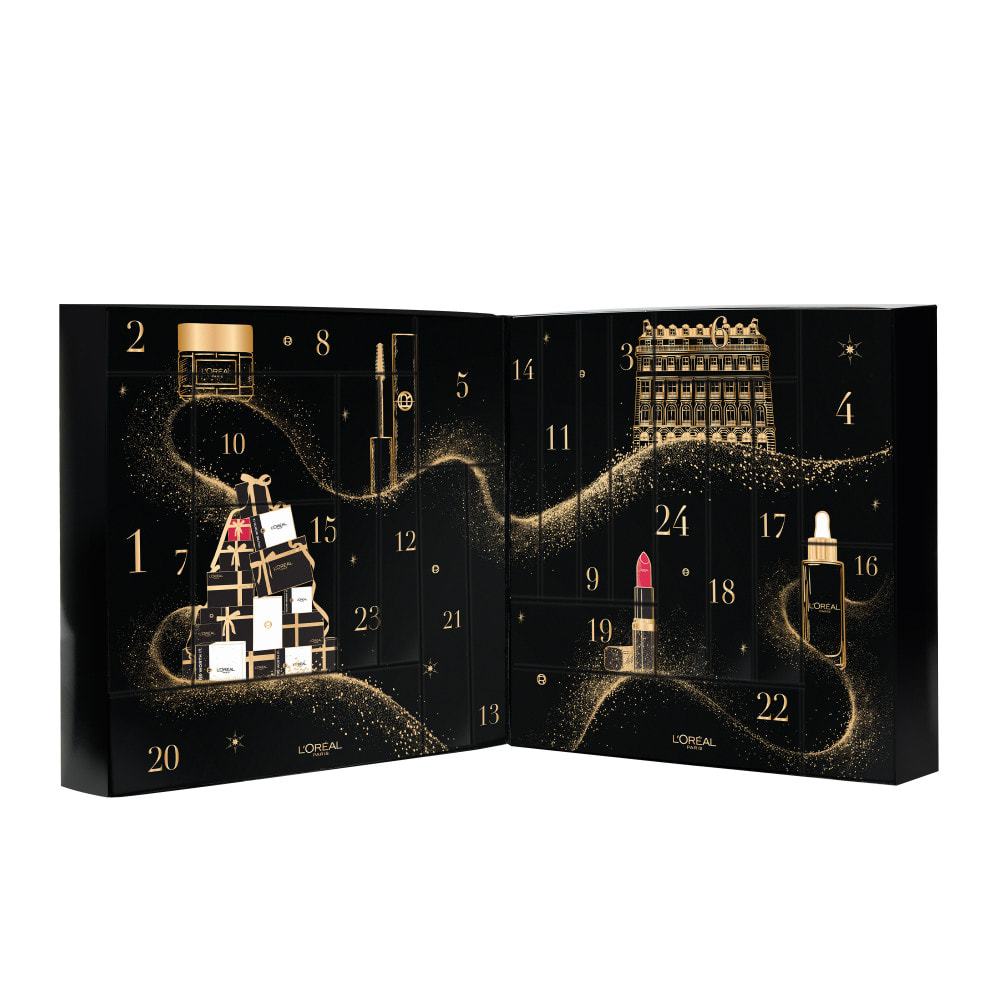 Calendrier de l’Avent L’Oréal Paris 2026 coffret beauté avec 24 produits de maquillage, de soin hydratant et de soins capillaire