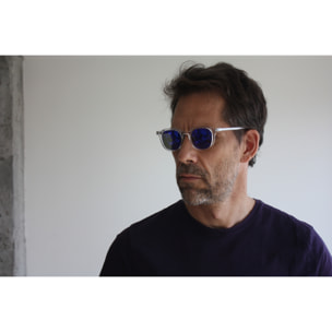 Gafas de sol OCEAN HILL - Blanco transparente brillante / Revo azul