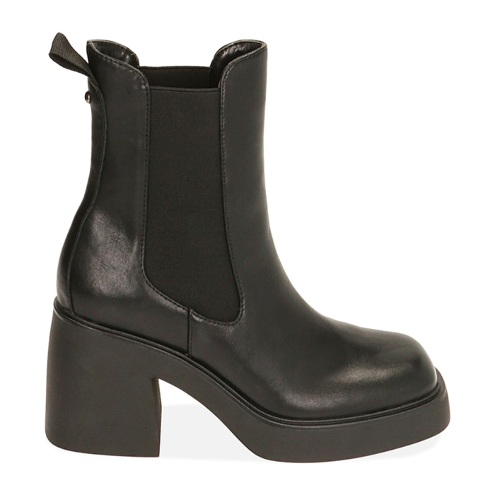 Botas Chelsea negras con plataforma, tacón 8,5 cm