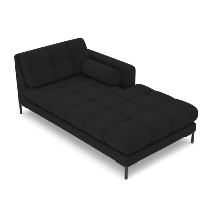 Méridienne droite "Bali" en tissu structurel noir
