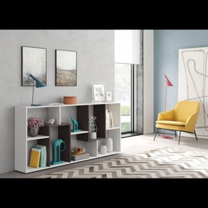 Libreria 8 Scomparti Reversibile Verticale o Orizzontale Scaffale Da Parete Divisorio Mobile Mobiletto Moderno Soggiorno 180x80x25 Cm Bianco e Ossido