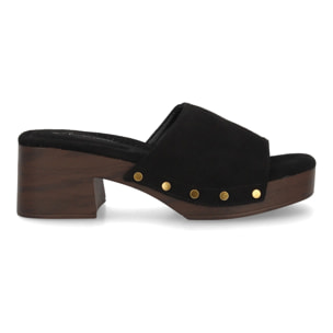 Zueco mujer tacón cómodo verano con tachuelas