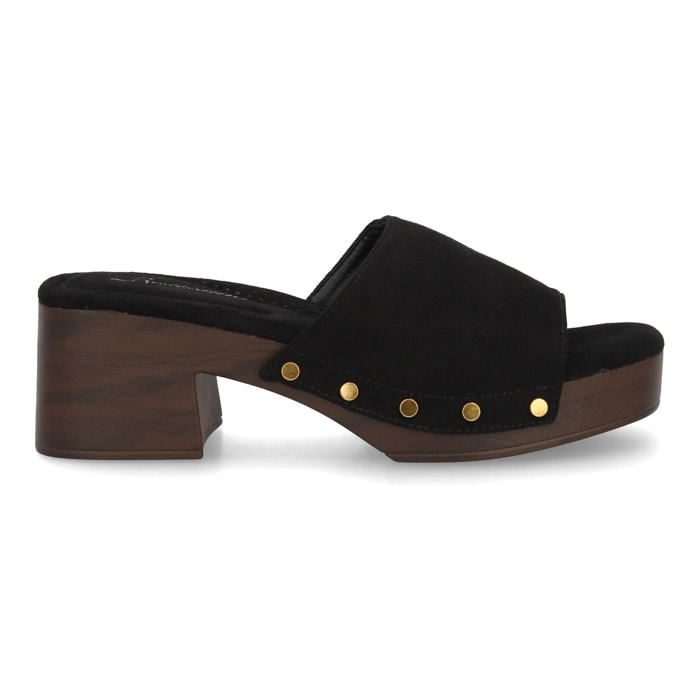 Zueco mujer tacón cómodo verano con tachuelas