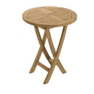 HARRIS - Table de jardin 2 personnes, ronde pliante 60x60cm en bois Teck