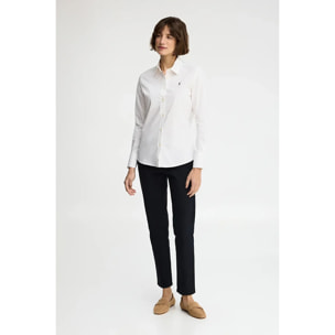 Camisa de popelín blanca con corte slim y bordado Rigby Go