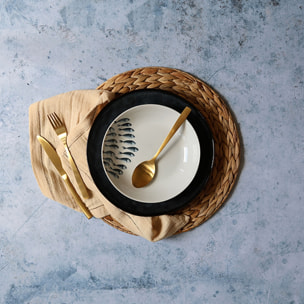 Lot de 6 assiettes creuses motif marin en porcelaine 20cm PESCARE