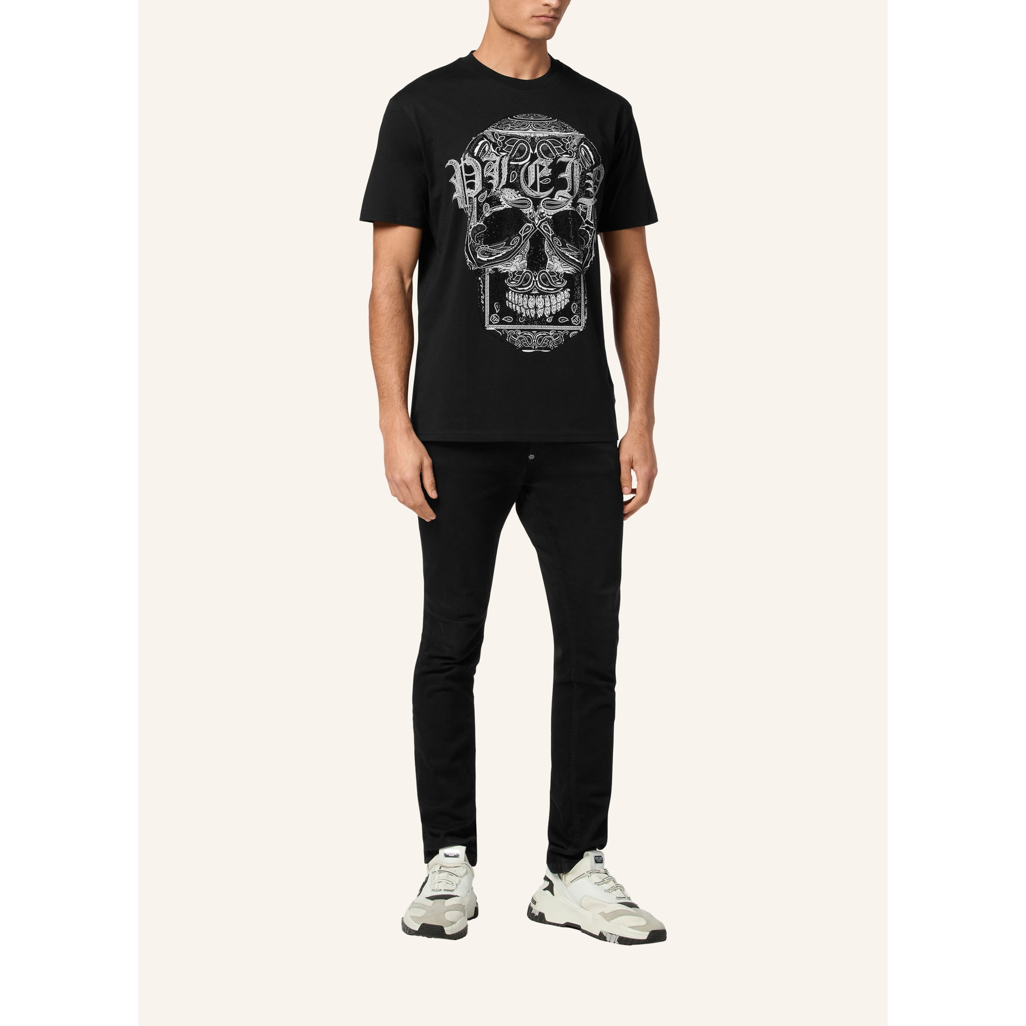 PHILIPP PLEIN Camiseta de cuello redondo y manga corta SKULL