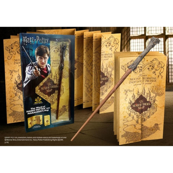 Harry Potter Set Regalo Bacchetta e Mappa Malandrino Originale 38 cm Noble Collection