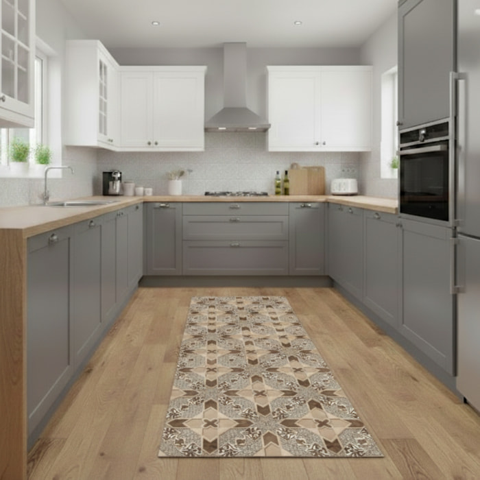 CASSESE HOME Passatoia/Tappeto Bordato in Poliestere con Retro Antiscivolo in PVC Made in Italy_Dec.1461