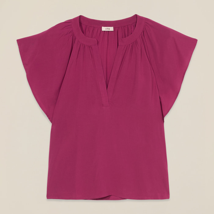 Oltre - Blusa de manga corta de viscosa - Burgundy